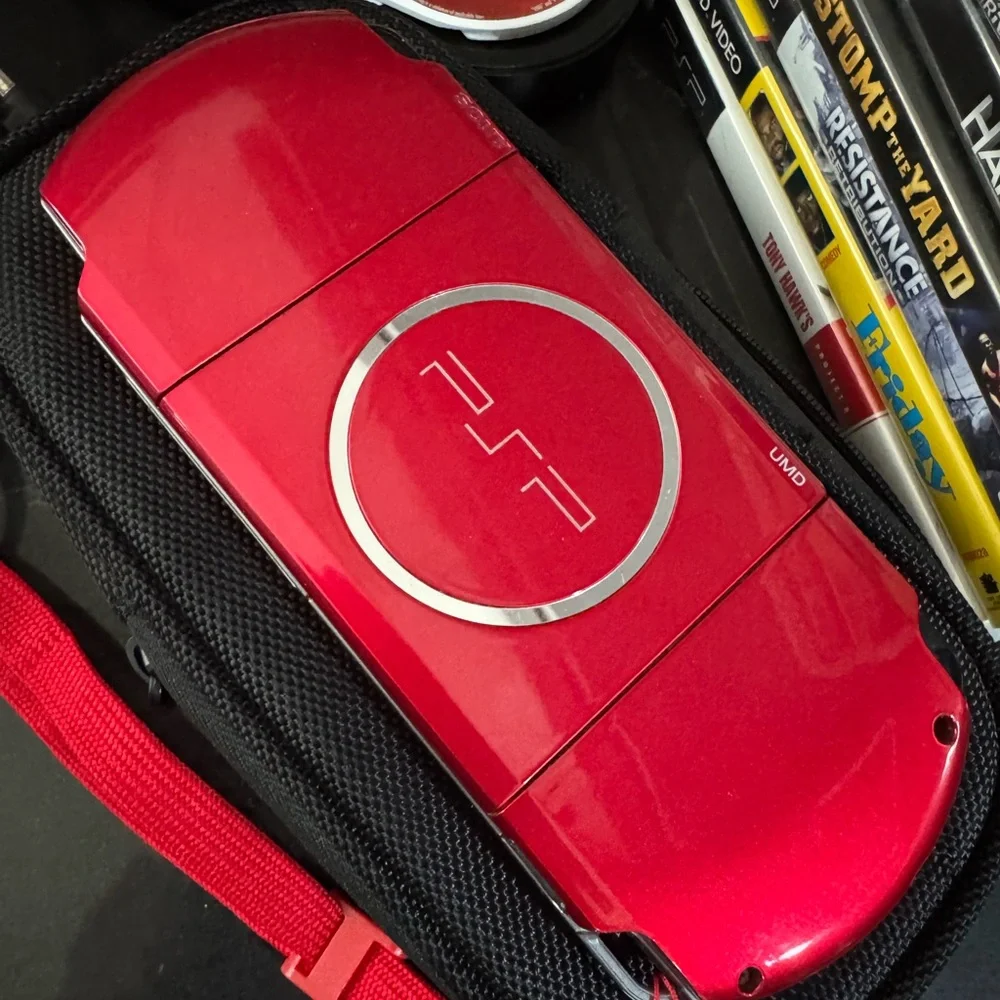 Sony PSP Vibrant Red Handheld Console with Games